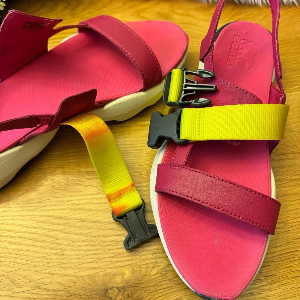 SOREL WOMEN’S SANDALS‎ SIZE 8 PINK SLING RUBBER LEATHER OUTDOOR SPORTY ACTIVE - Picture 6 of 8